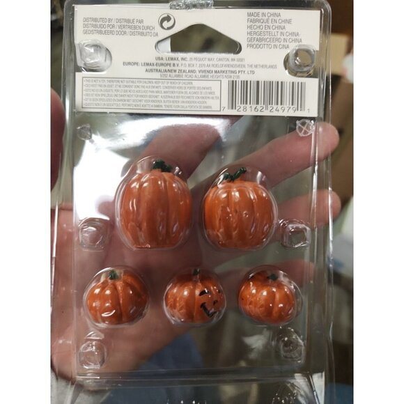 MINIATURE 5 pc. Jack-o-lantern HALLOWEEN PUMPKIN SET by Lemax® Spooky Town New - Picture 2 of 2